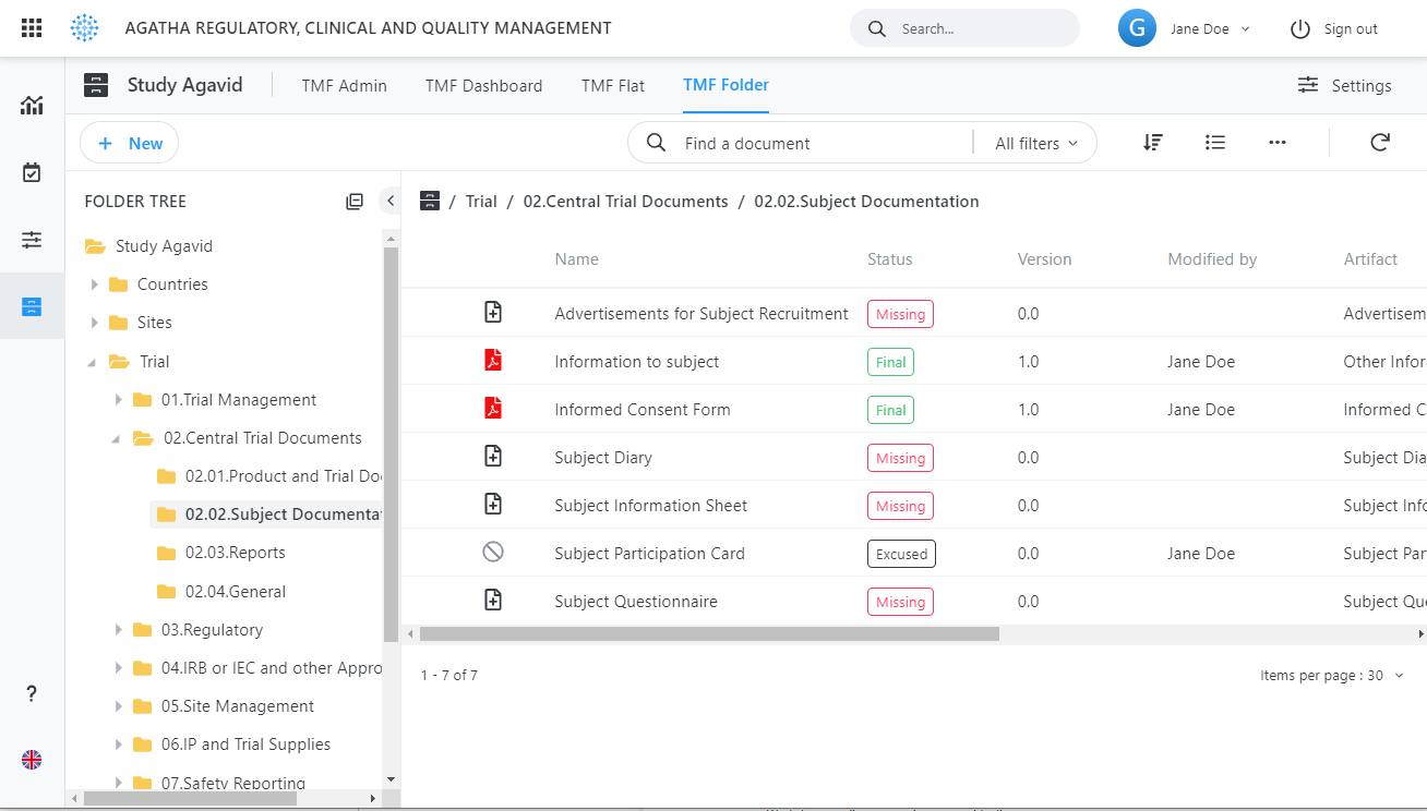 screenshot of Agatha Applications